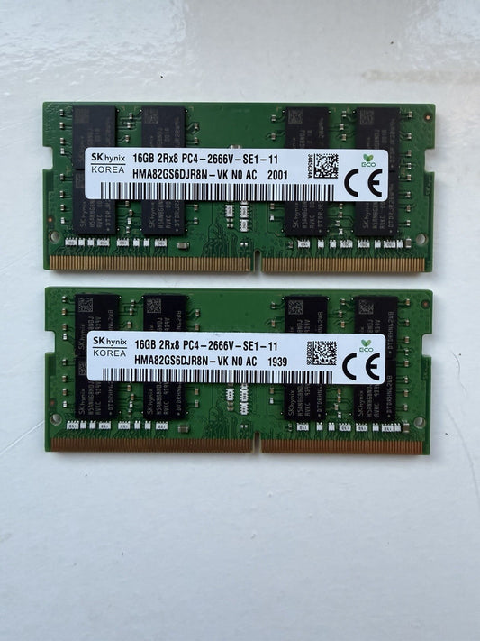 32GB Kit (2x16GB) SK hynix DDR4 2666MHz Laptop RAM SODIMM PC4-2666V 2Rx8 Memory