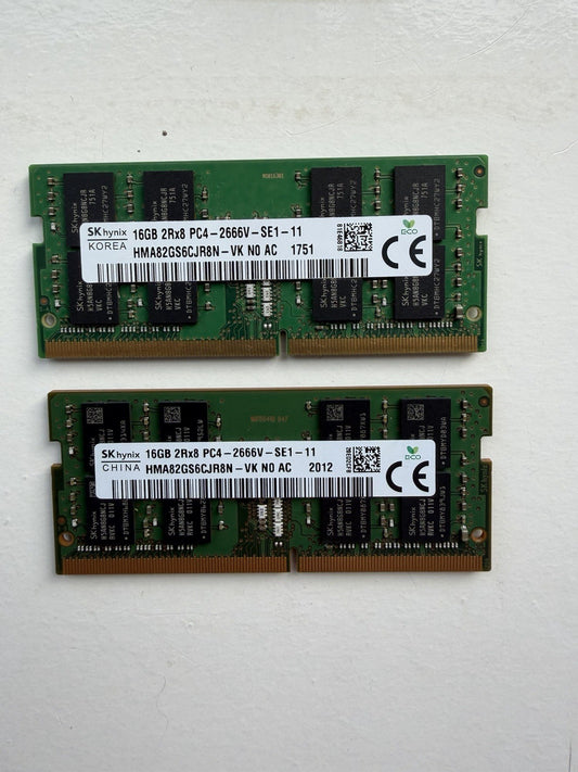 32GB Kit (2x16GB) SK hynix DDR4 2666MHz Laptop RAM SODIMM PC4-2666V 2Rx8