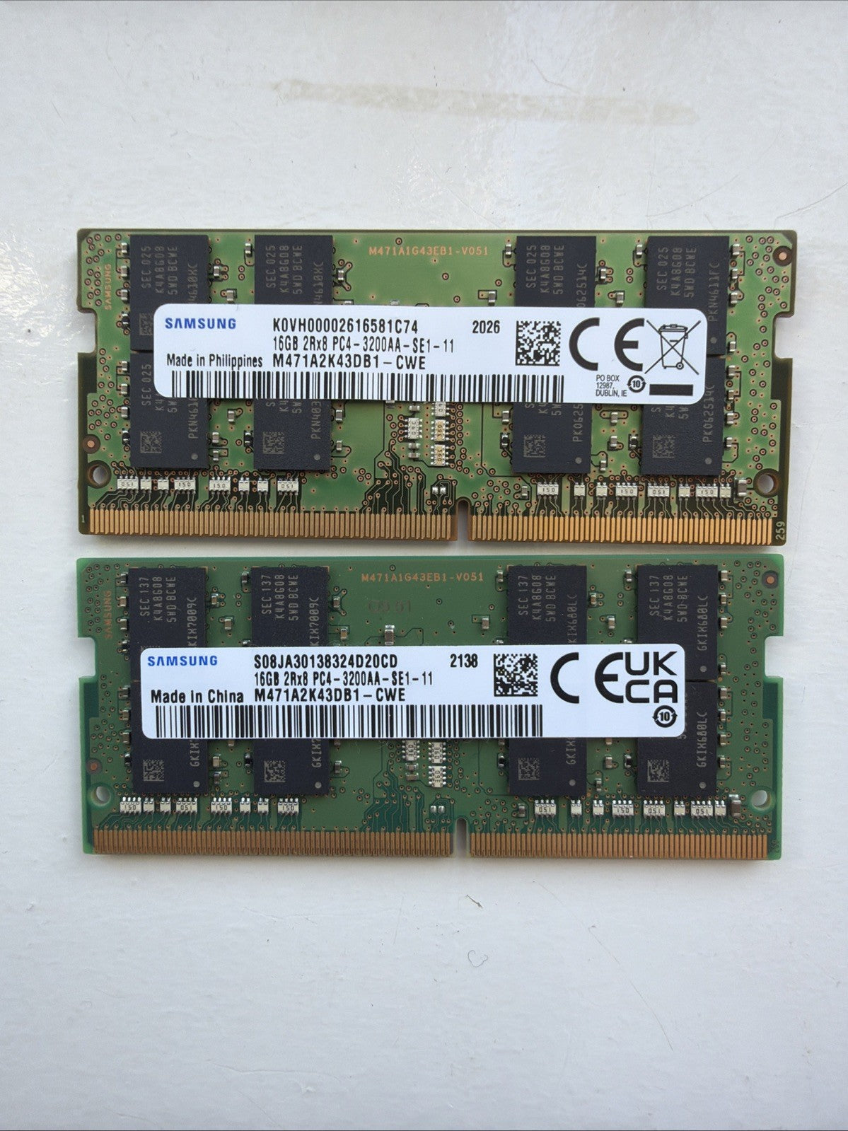 32GB Kit (2x16GB) Samsung DDR4 3200MHz Laptop RAM SODIMM PC4-3200AA 2Rx8