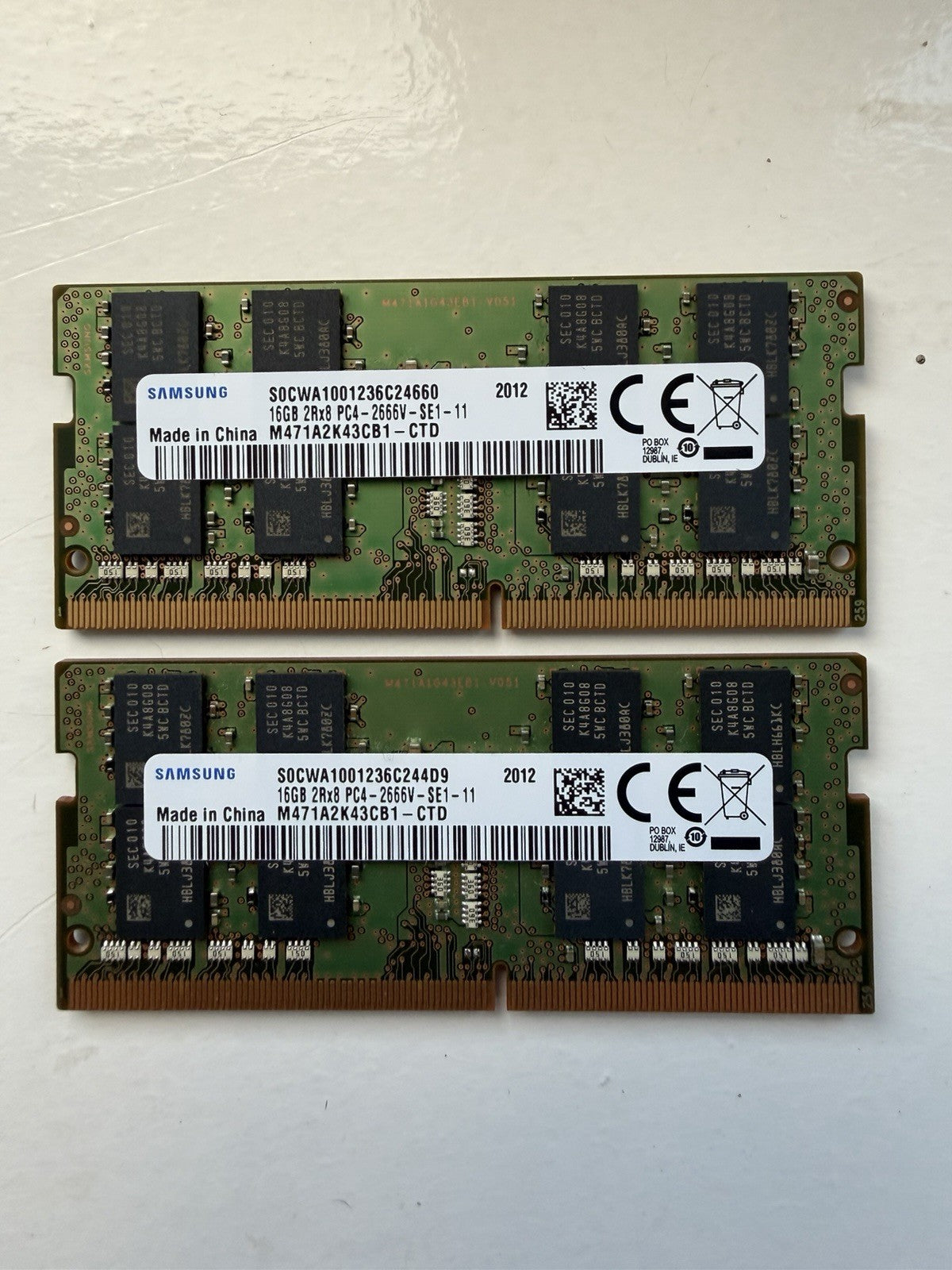 32GB Kit (2x16GB) Samsung DDR4 2666MHz Laptop RAM SODIMM PC4-2666V 2Rx8 Memory