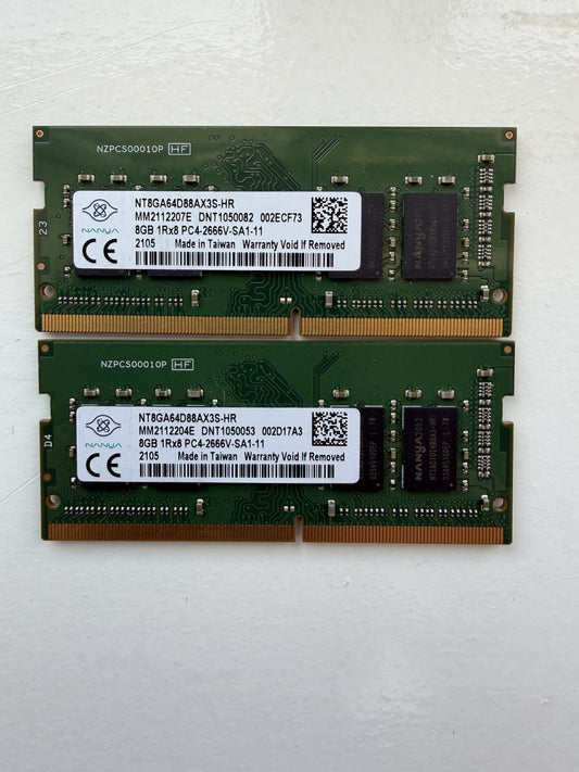 16GB Kit (2x8GB) Nanya DDR4 2666MHz Laptop RAM SODIMM PC4-21300