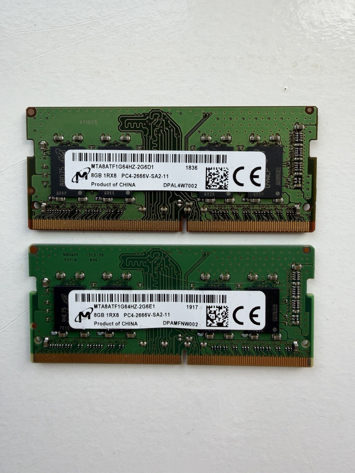 16GB Kit (2x8GB) Micron DDR4 2666MHz Laptop RAM SODIMM PC4-2666V MTA8ATF1G64HZ