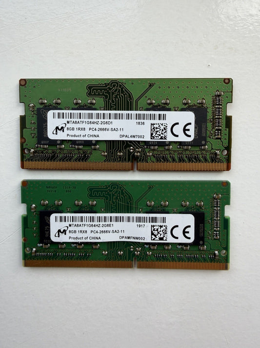 16GB Kit (2x8GB) Micron DDR4 2666MHz Laptop RAM SODIMM PC4-2666V MTA8ATF1G64HZ